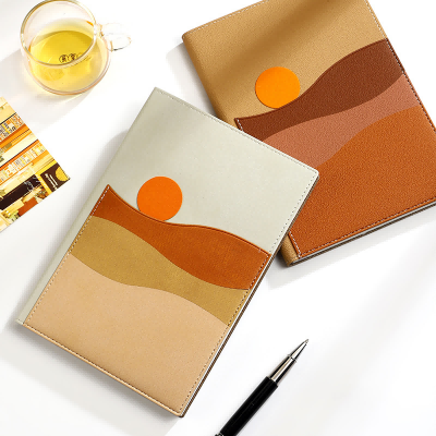 Abstrakt Dağ Günəşi İncəsənəti PU Dəri Jurnalı Notebook
