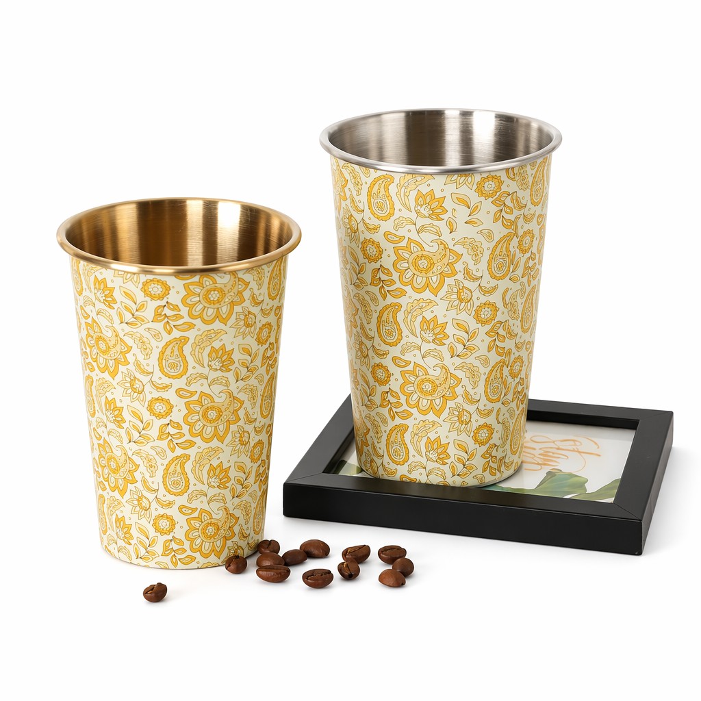 Boho Paisley Paslanmayan Polad Tumbler Kuboku