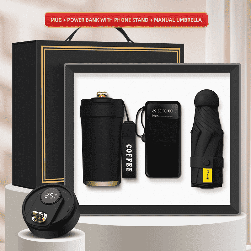 Xüsusi Logo 3-ü 1-də Hədiyyə Qutusu Kupa Power Bank Mini Çətir
