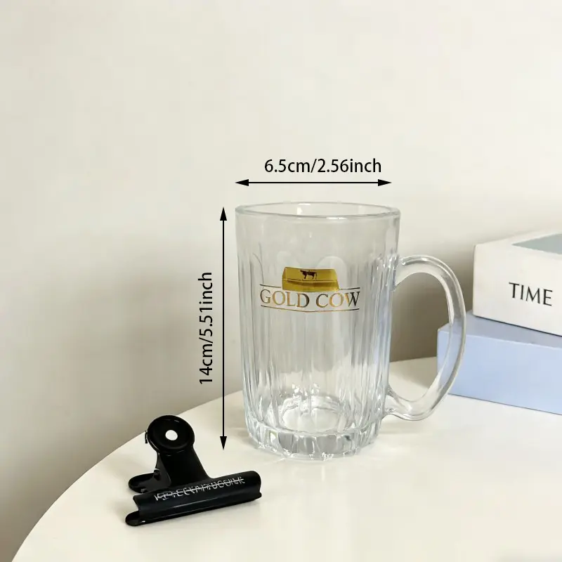 Zolaqlı Teksturalı Şüşə Pivə Kupası